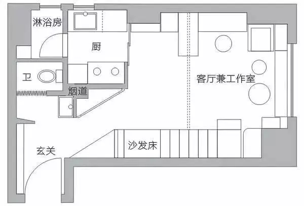 舊房改造后第一層室內平面圖